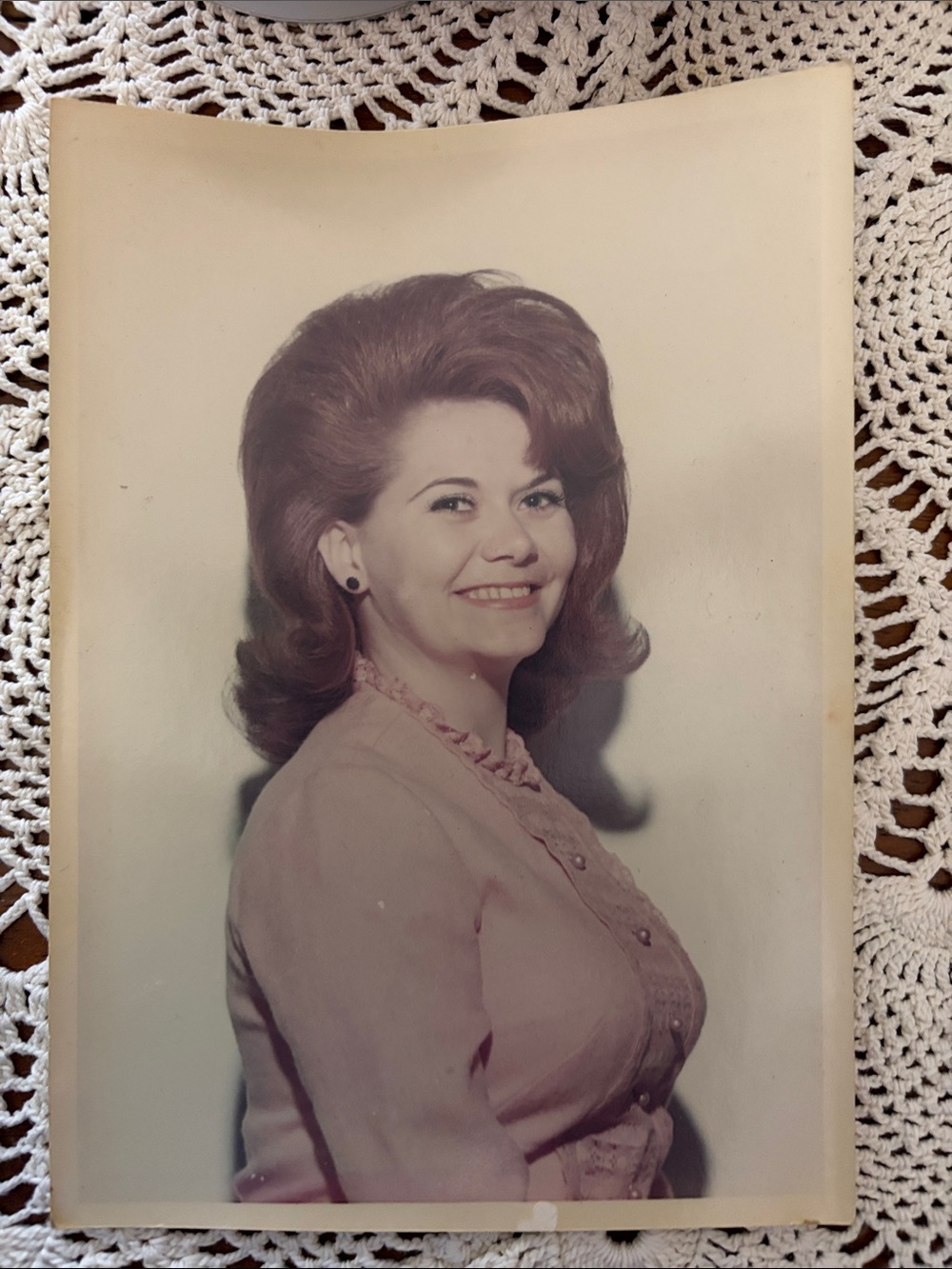 Signed Retro Mid 1960s glamour portrait feat Classic Volumizing Beehive Hair